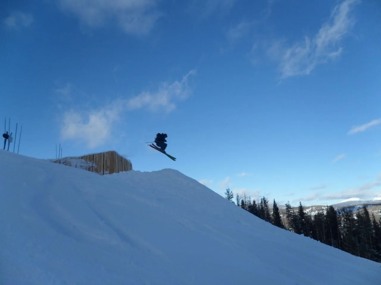 Skier jumping at Maverick Mountain
