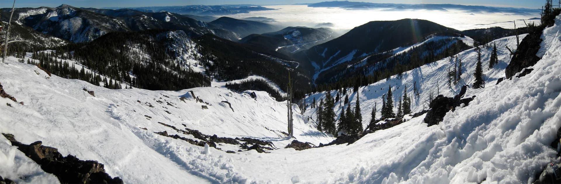 Panoramic view of ski slopes at Montana Snowbowl